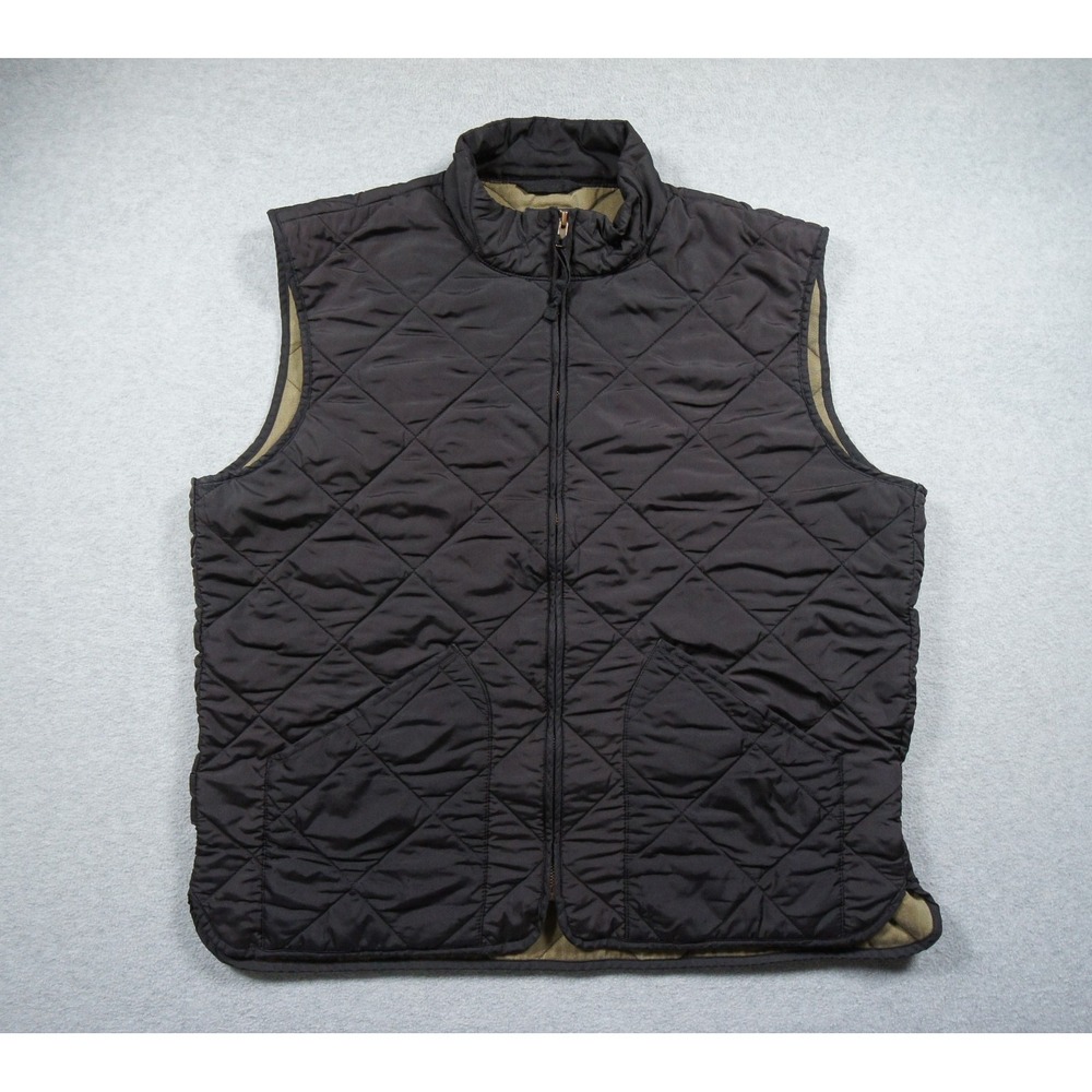 JCrew Vest Mens XLarge Black Quilted Jacket Full Zip Outdoors Outerwear Adult